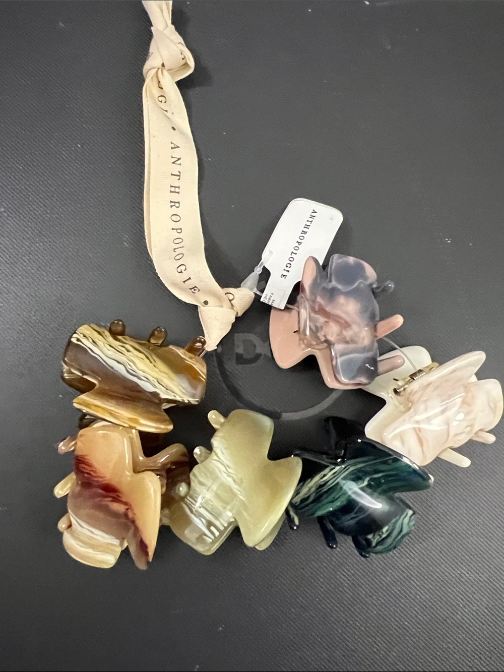 Anthropologie Marbled Multicolor Mini Claw Clip Set